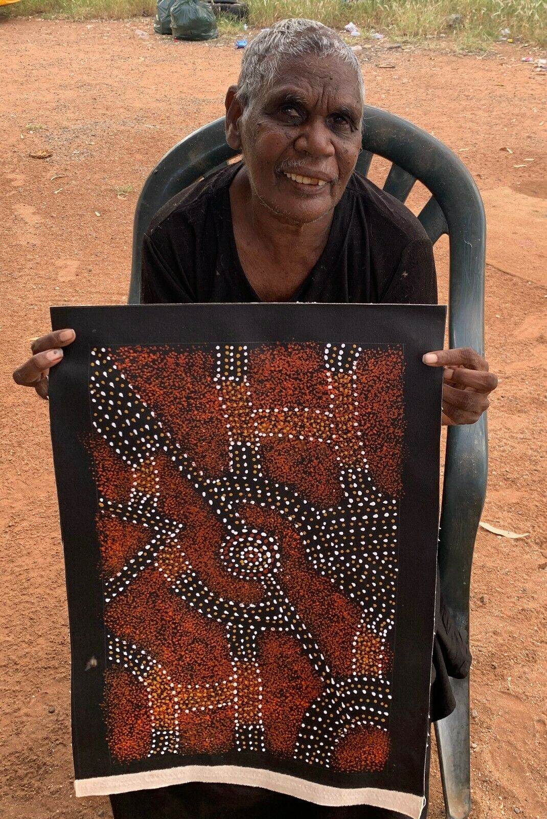 Gracie Morton Pwerle (b.1956) Australian Aboriginal Art Bush Plum Dreaming 49cm x 32cm