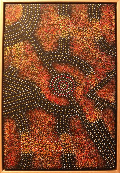 Gracie Morton Pwerle (b.1956) Australian Aboriginal Art Bush Plum Dreaming 54cm x 35cm