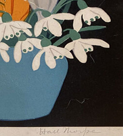 John Hall Thorpe (1874-1947) - Signed Woodblock Print 'Crocus and Snowdrops' 1922