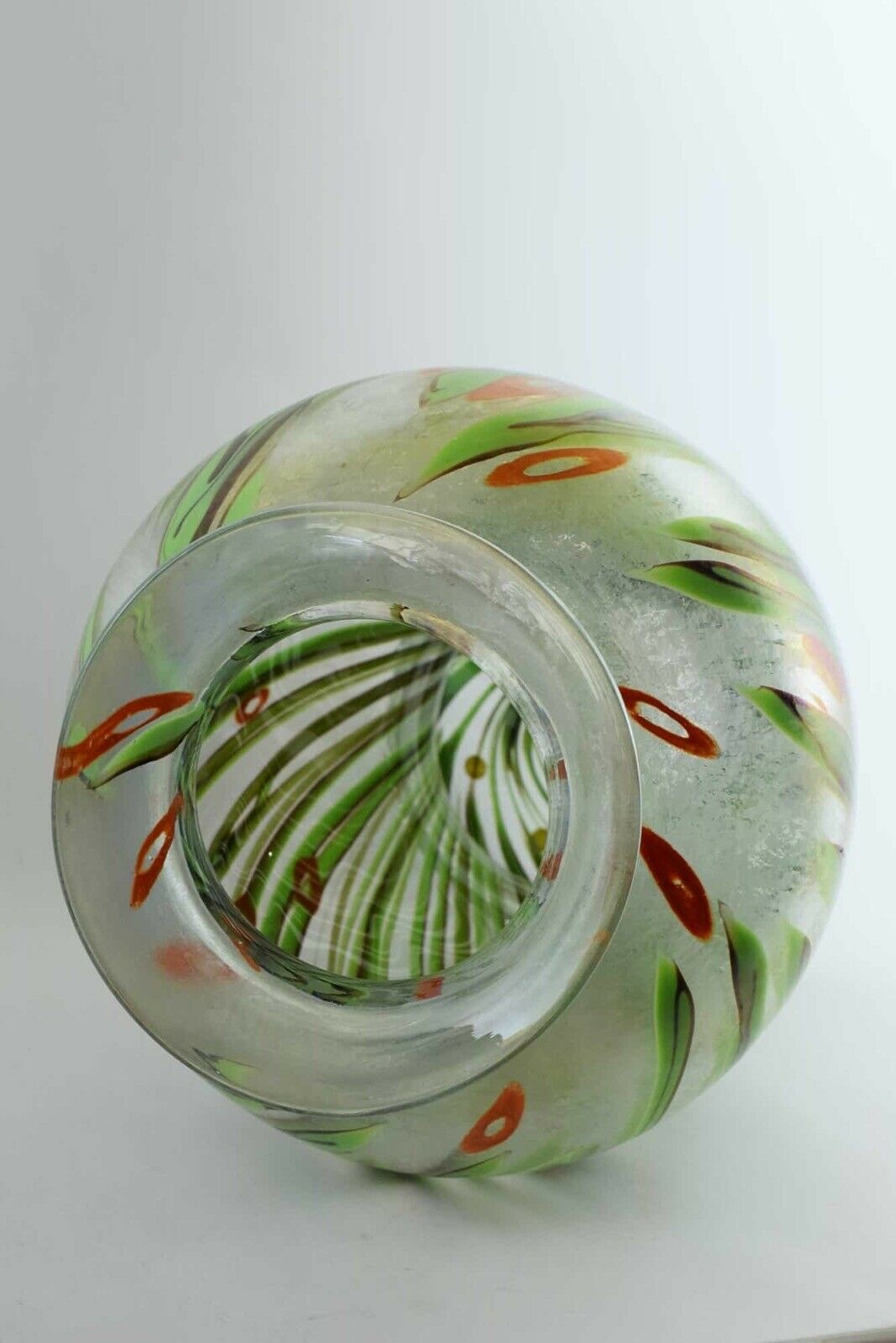 Licio Zanetti Large Murano, Italy Signed Floral and Iridato Glass Vase 38cm