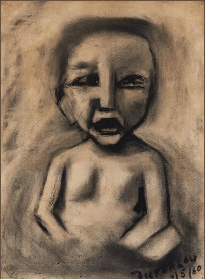 Robert Dickerson (1924-2015), Original 1960 Charcoal Drawing - 40cm x 30cm