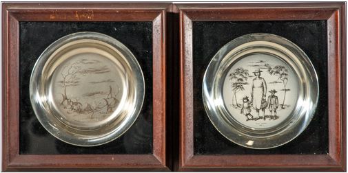 Russell Drysdale (1912-1981) - Complete Limited Edition Series of Four Sterling Silver Plaques in Frames