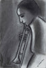 Robert Dickerson (1924-2015), Original Charcoal Drawing 'Trombone Player - 28cm x 18.5cm