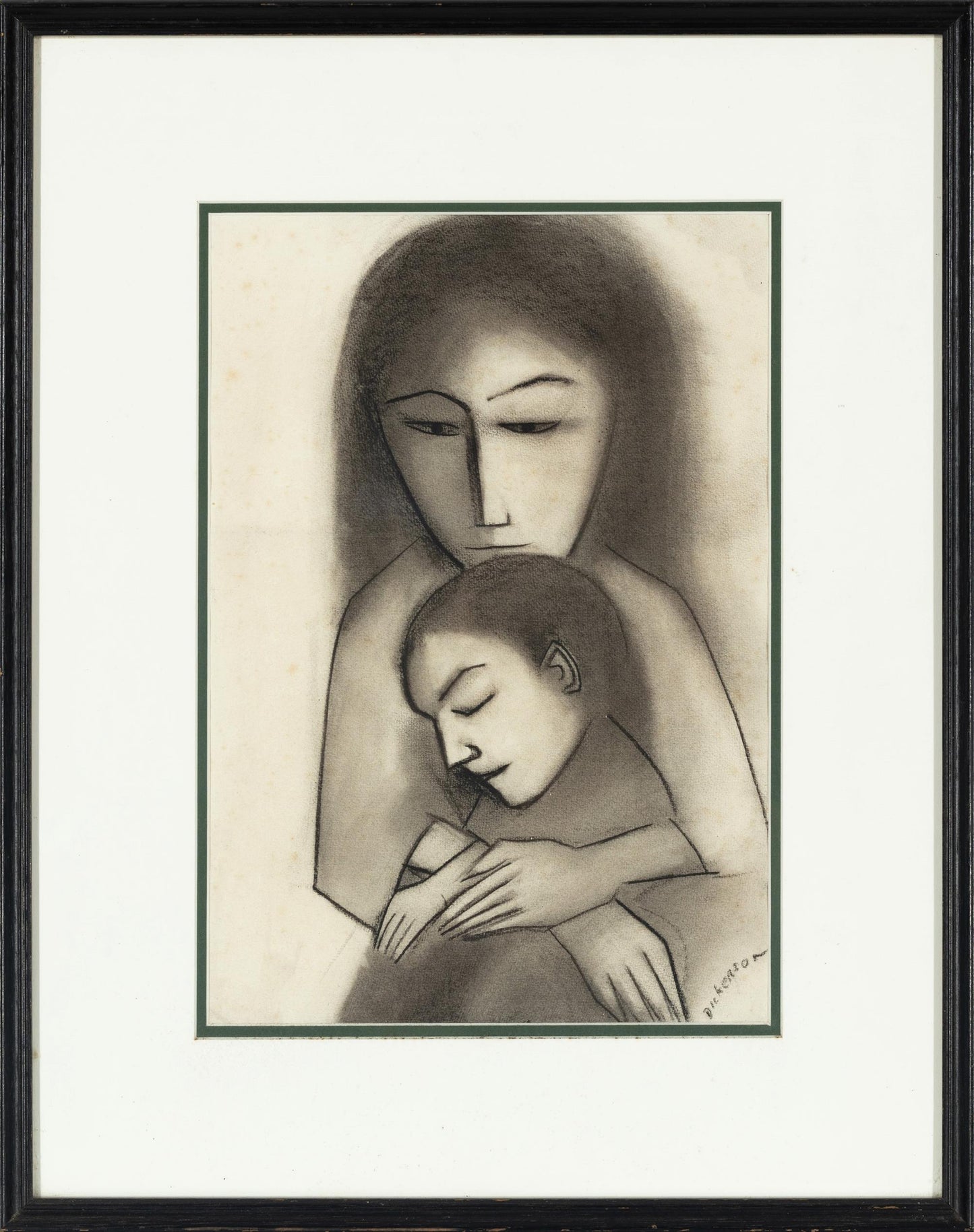 Robert Dickerson (1924-2015), Original Charcoal Drawing 'Mother and Child' - 34cm x 23.5cm