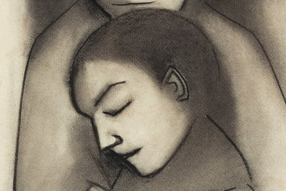 Robert Dickerson (1924-2015), Original Charcoal Drawing 'Mother and Child' - 34cm x 23.5cm