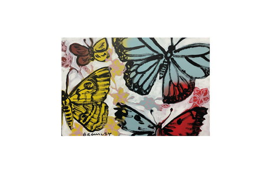 David Bromley (1960 - ) Large Original Acrylic on Canvas 'Butterflies' 90cm x 60cm