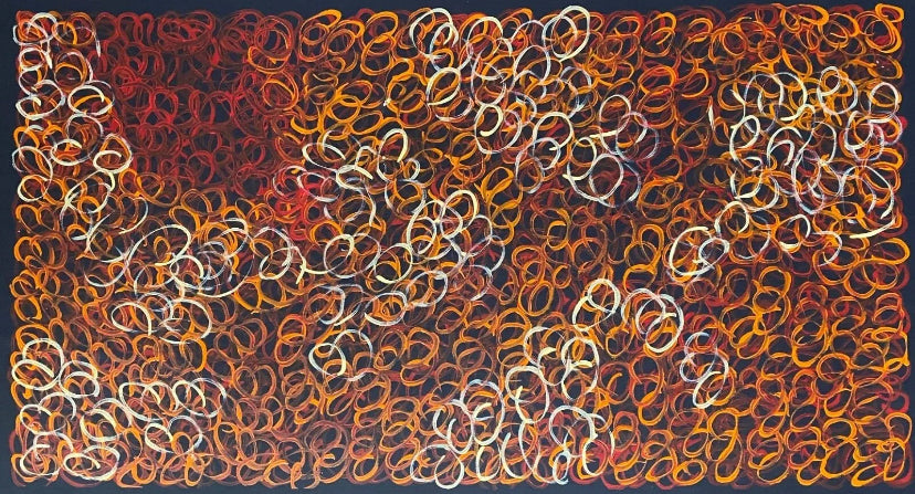 Gracie Morton Pwerle (b.1956) Australian Aboriginal Art Bush Plum Dreaming 150cm x 50cm