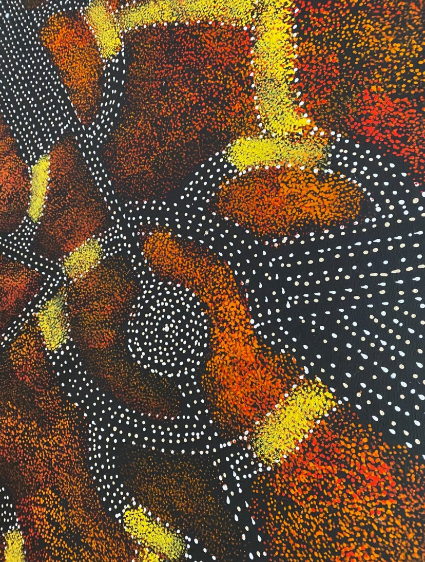 Gracie Morton Pwerle (b.1956) Australian Aboriginal Art Bush Plum Dreaming 150cm x 50cm