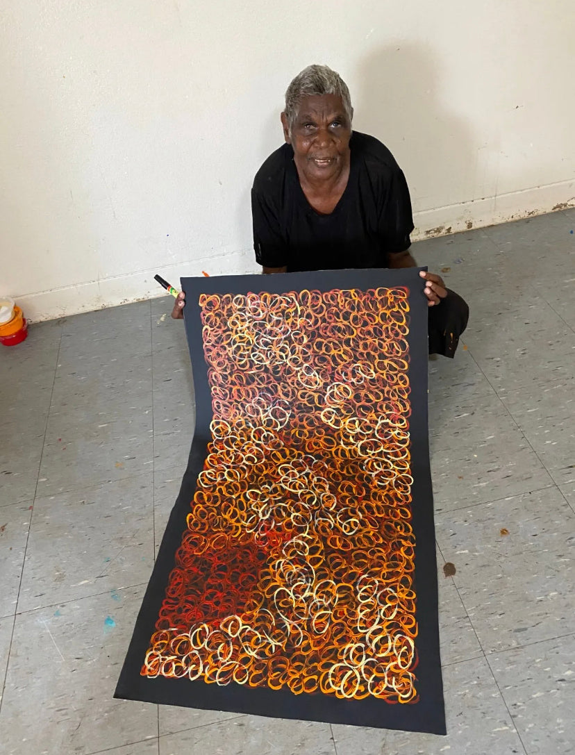 Gracie Morton Pwerle (b.1956) Australian Aboriginal Art Bush Plum Dreaming 150cm x 50cm