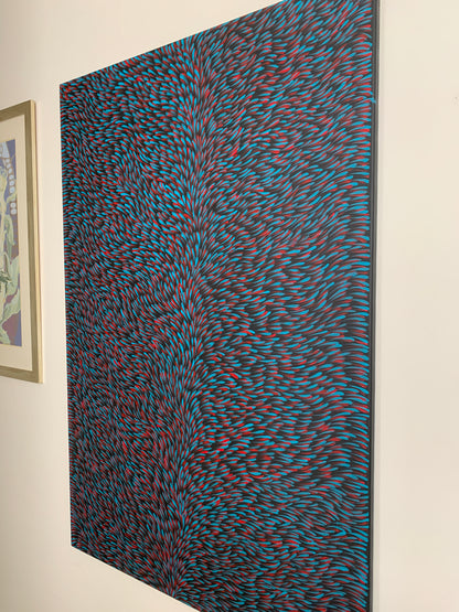 Gloria Tamerre Petyarre - Original Aboriginal Painting - 'Bush Medicine Leaves' 102cm x 152cm Stretched