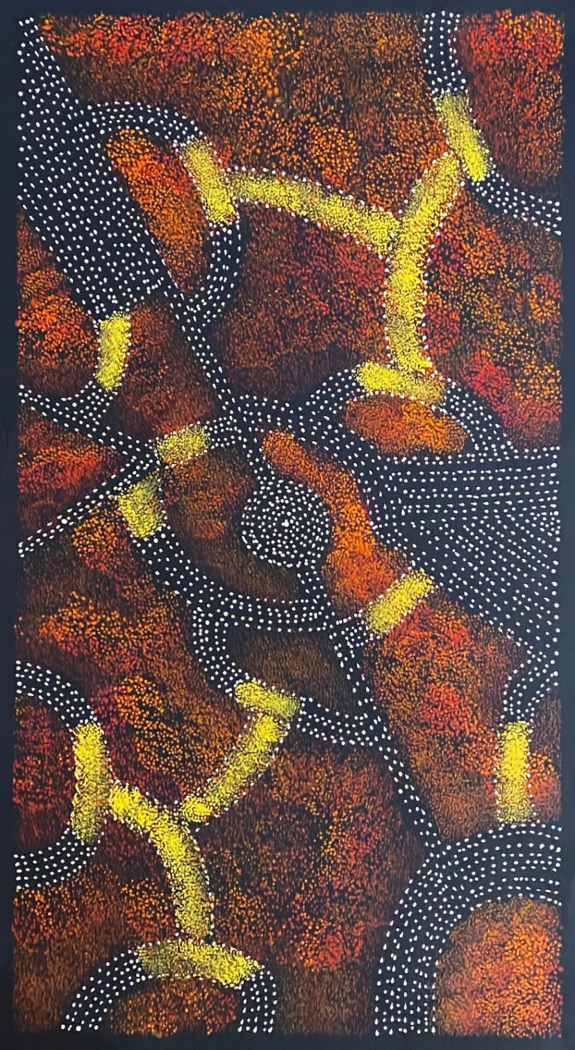 Gracie Morton Pwerle (b.1956) Australian Aboriginal Art Bush Plum Dreaming 150cm x 50cm