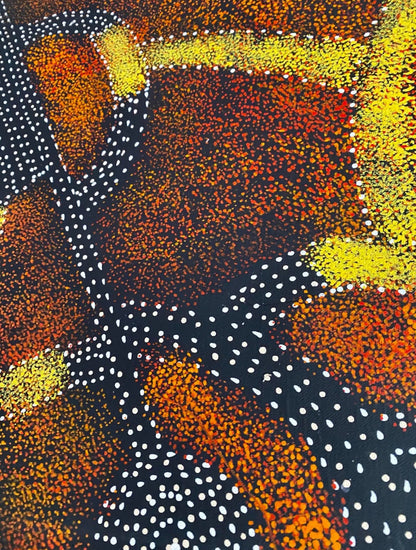 Gracie Morton Pwerle (b.1956) Australian Aboriginal Art Bush Plum Dreaming 150cm x 50cm